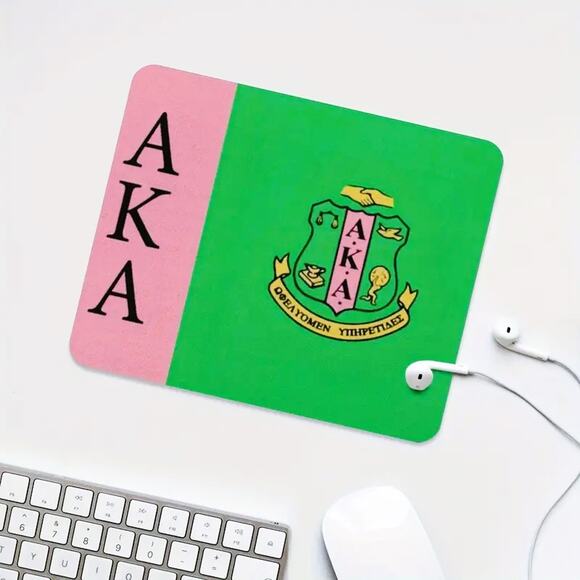 AKA Alpha Kappa Alpha Mouse Pad Pink and Green with Logo - Picture 5 of 7